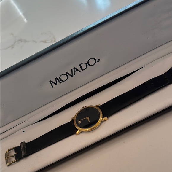 VINTAGE Movado Black and Gold MUSEUM CLASSIC Watch
